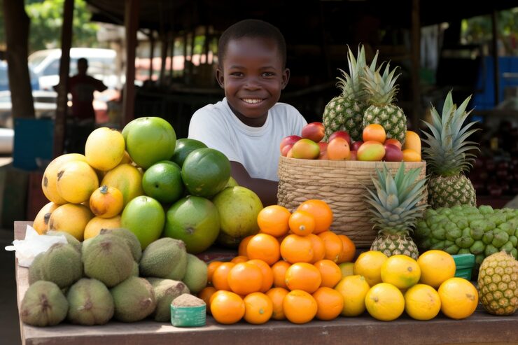 Child enjoying fresh produce
